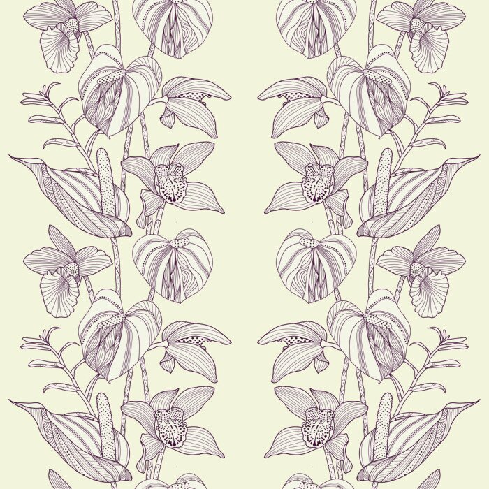 Behang Orchideeën in sierlijke stijl