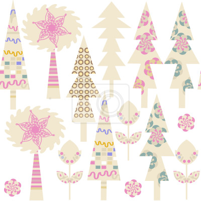 Behang Originele kerstbomen