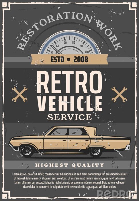 Behang Oude auto's en werkplaats