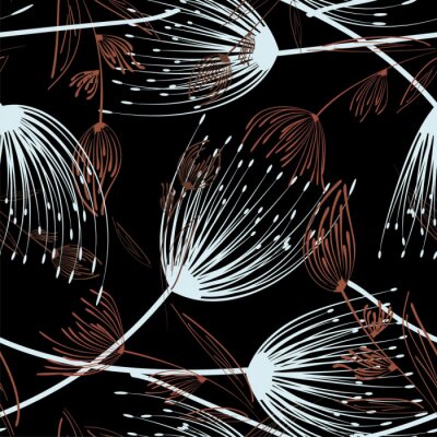 Behang Paardebloem helderwitte en bruine afbeeldingen