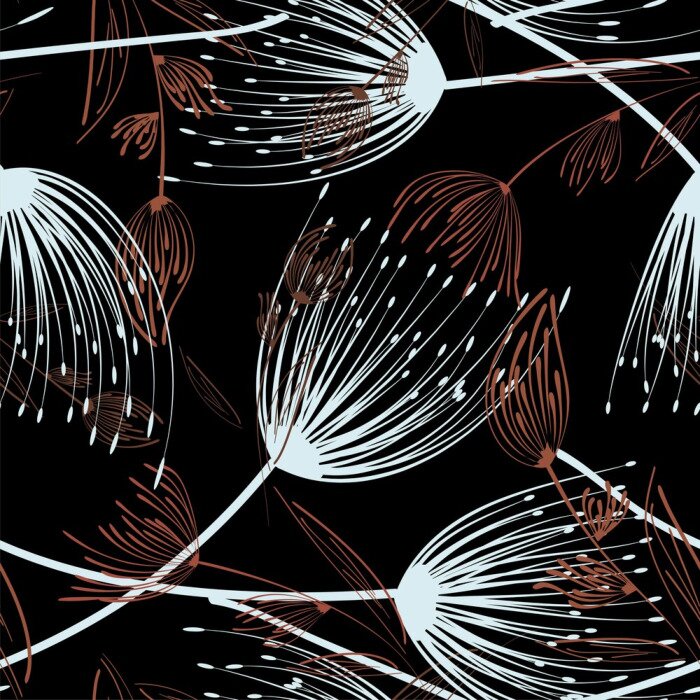 Behang Paardebloem helderwitte en bruine afbeeldingen