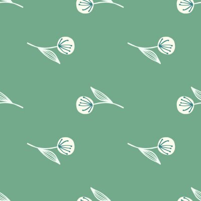 Behang Paardebloemen Turquoise en witte achtergrond