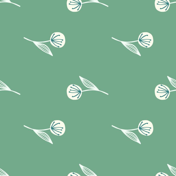 Behang Paardebloemen Turquoise en witte achtergrond