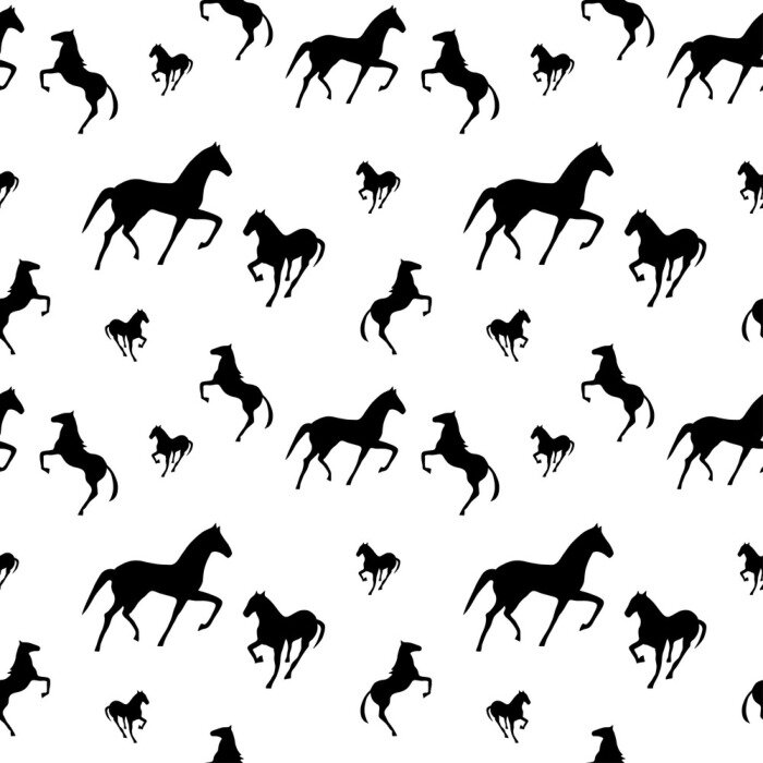 Behang Paarden van verschillende grootte op een witte achtergrond