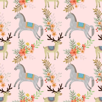 Behang Paarden voor een meisje en pastelkleuren