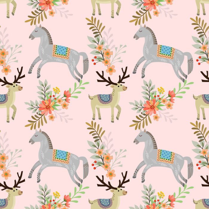 Behang Paarden voor een meisje en pastelkleuren