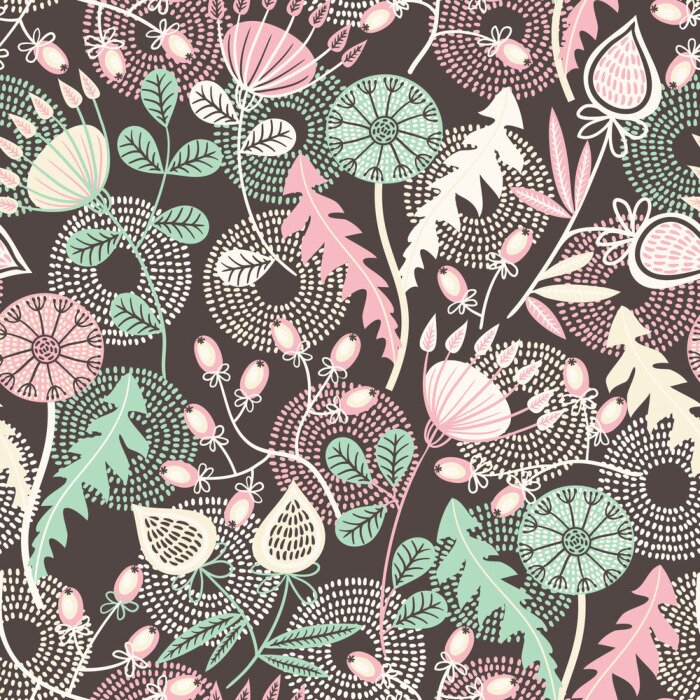 Behang Paardenbloemblaadjes en puntjes