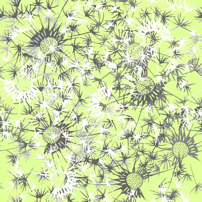 Behang Paardenbloemen in grafische stijl