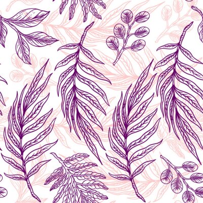 Behang Paarse bladeren