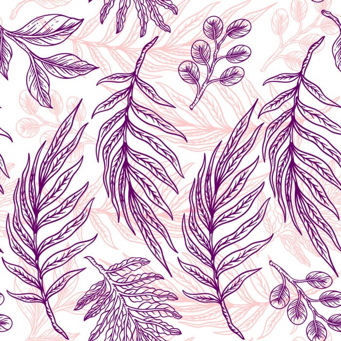 Behang Paarse bladeren