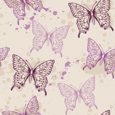 Behang Paarse vlinders