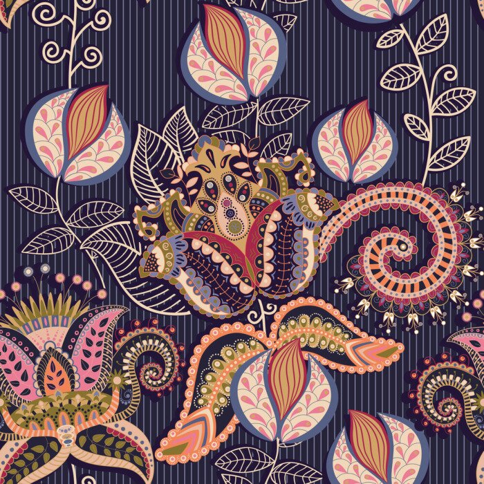 Behang Paisley ornament. Kleurrijke Indiase achtergrond