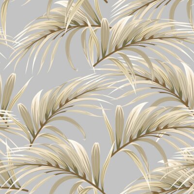 Palmblad in goudtinten op grijze achtergrond