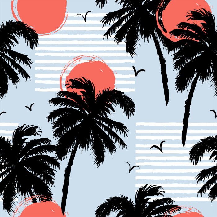 Behang Palmbomen - bladeren in de zon