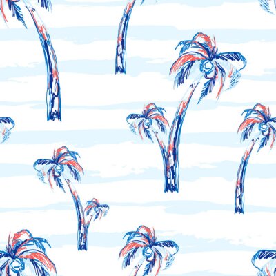 Behang Palmbomen in blauwtinten