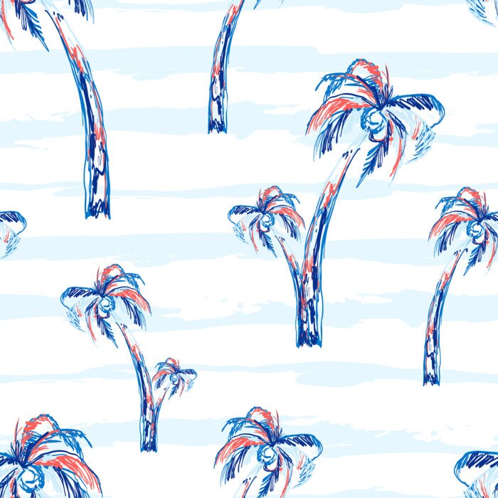 Behang Palmbomen in blauwtinten