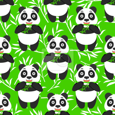 Behang Panda Eet Bamboe