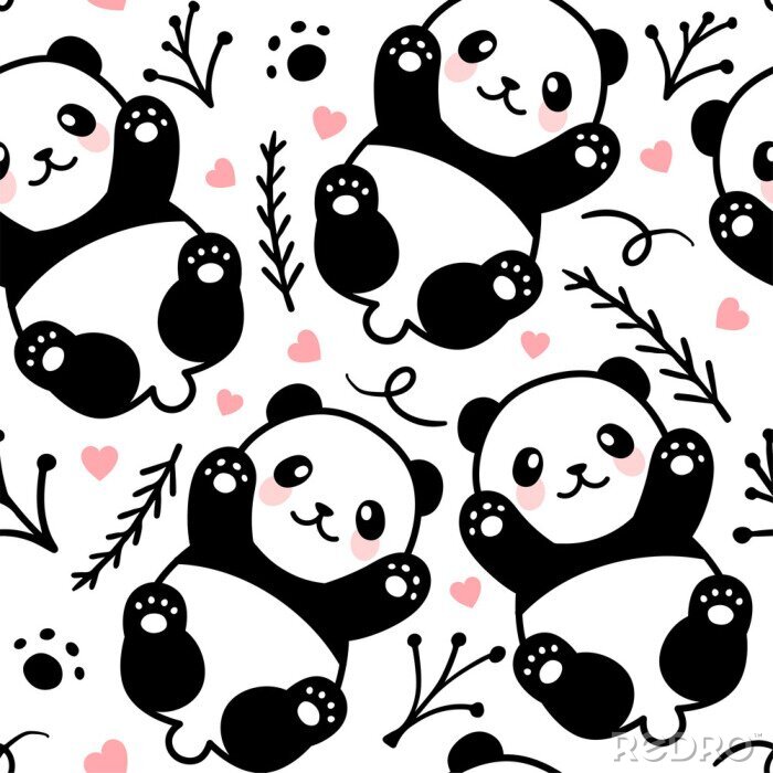 Behang Panda klein schattig patroon voor kinderen