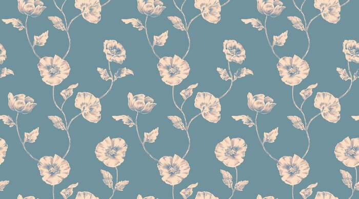 Behang Papaver patroon