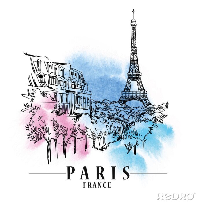 Behang Paris vector illustration.