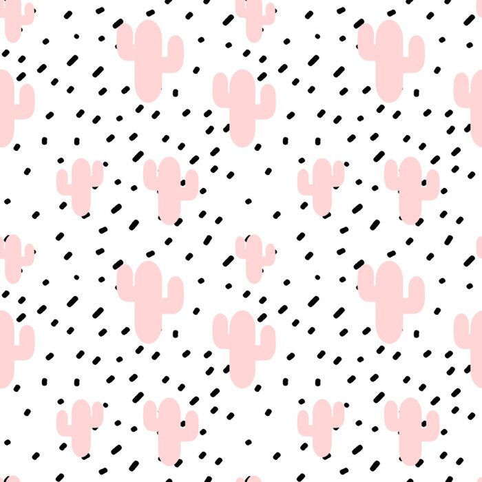 Behang Pastel cactussen voor meisjes