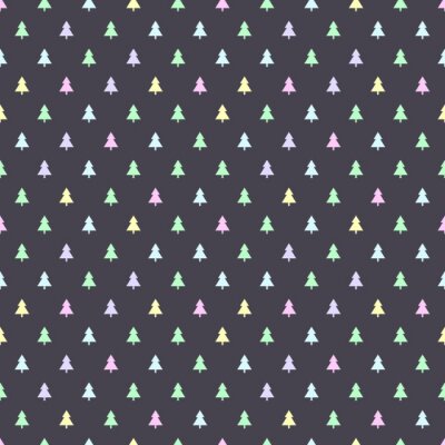 Behang Pastel kleine kerstbomen