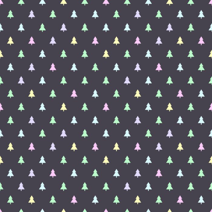 Behang Pastel kleine kerstbomen