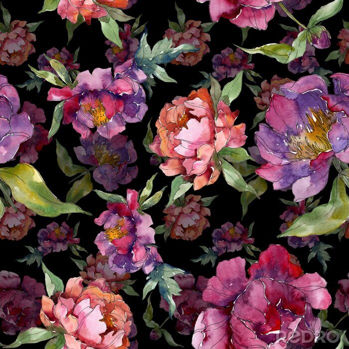 Behang Pastel pioenrozen in de kleuren roze en paars