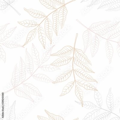 Behang Pastelbeige plantenbladeren