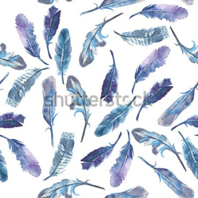 Behang Pastelkleurig patroon met vogelveren