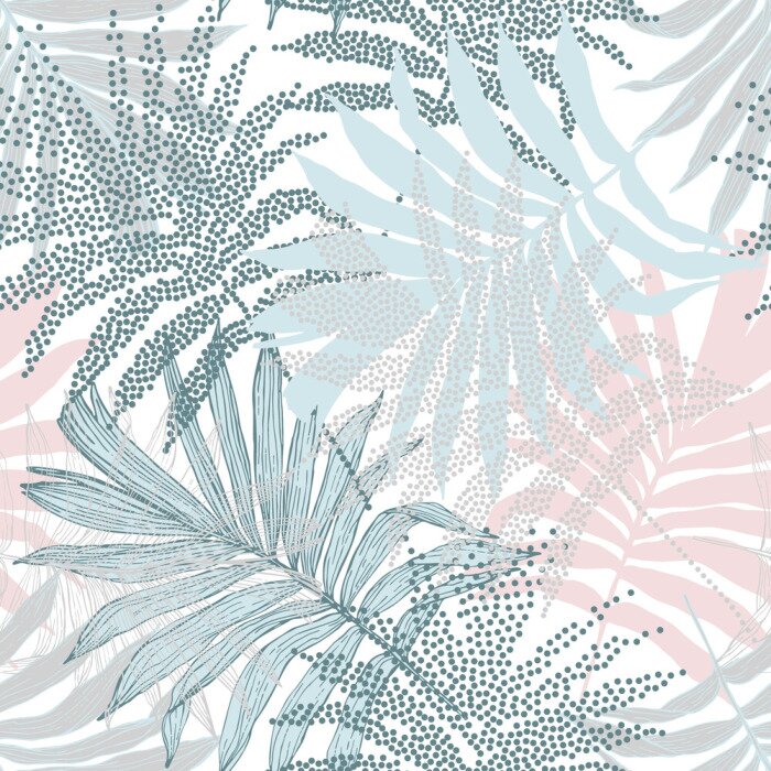 Behang Pastelkleurige palmbladeren