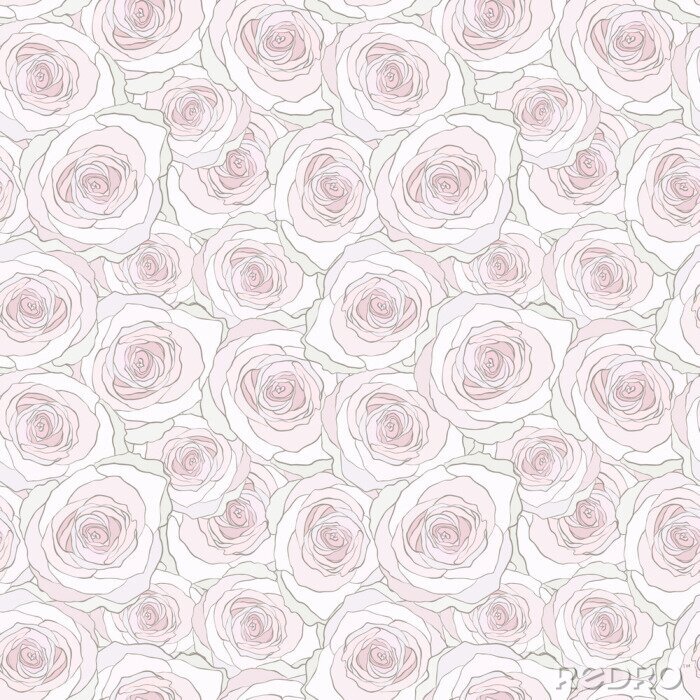 Behang Pastelkleurige rozen overlappende bloemen