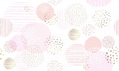 Behang Patronen van aquarelcirkels in de kleur roze