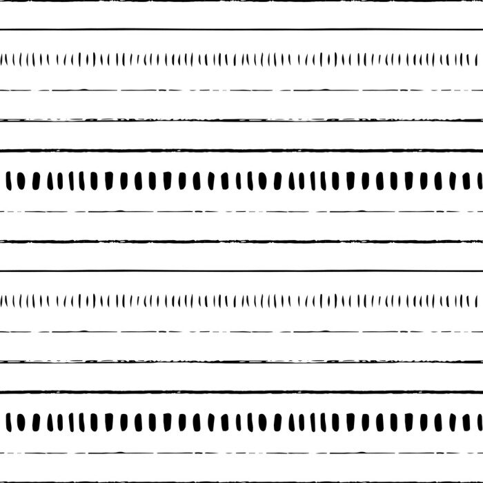 Behang Patroon in oosterse stijl met zwarte en witte strepen