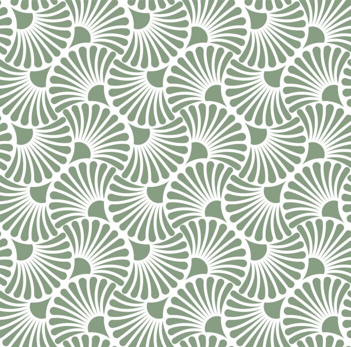 Behang Patroon in retro-esthetiek op een groene achtergrond