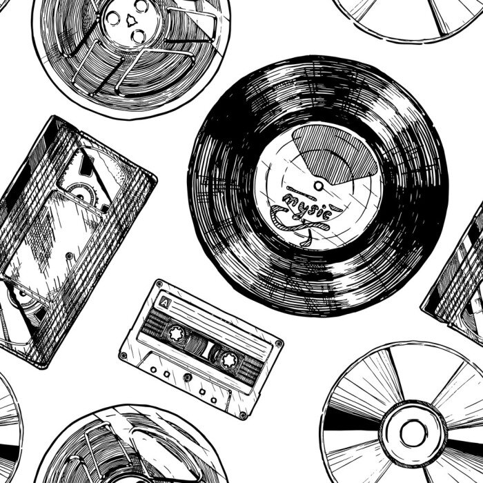 Behang Patroon met audio- en videobedrijven