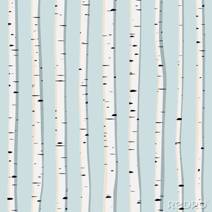 Behang Patroon met berkenstammen