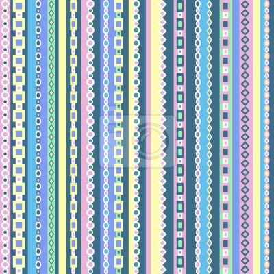 Behang Patroon met gekleurde strepen in verschillende vormen