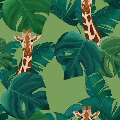Patroon met giraffen en bladeren
