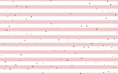 Behang Patroon met horizontale witte en roze strepen en stippen