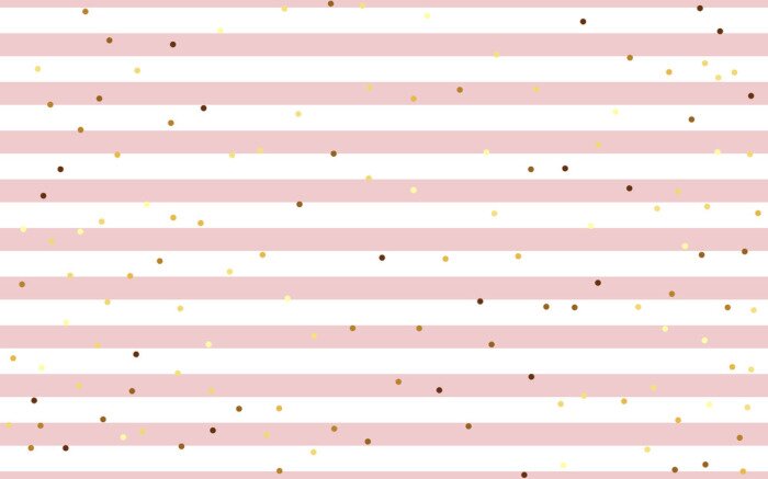 Behang Patroon met horizontale witte en roze strepen en stippen