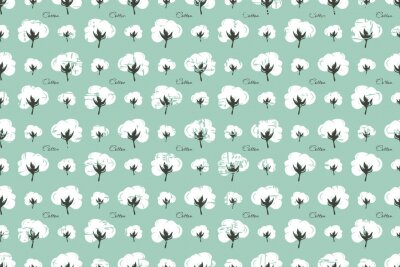 Behang Patroon met katoenen bloemen