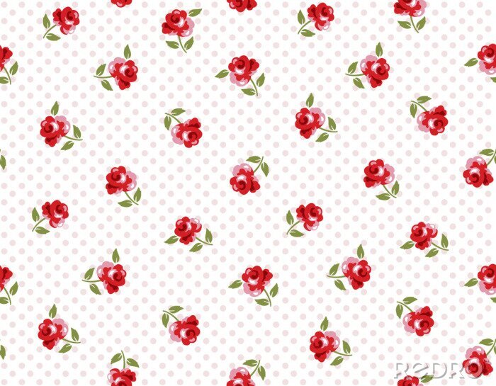 Behang Patroon met kleine roosjes
