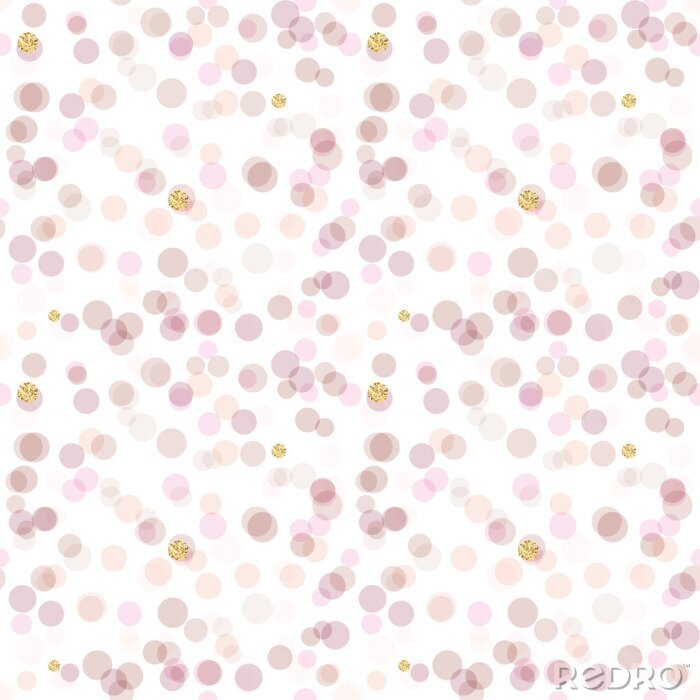 Behang Patroon met kleine roze stippen en imitatiegoud