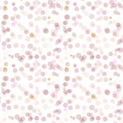 Behang Patroon met kleine roze stippen en imitatiegoud