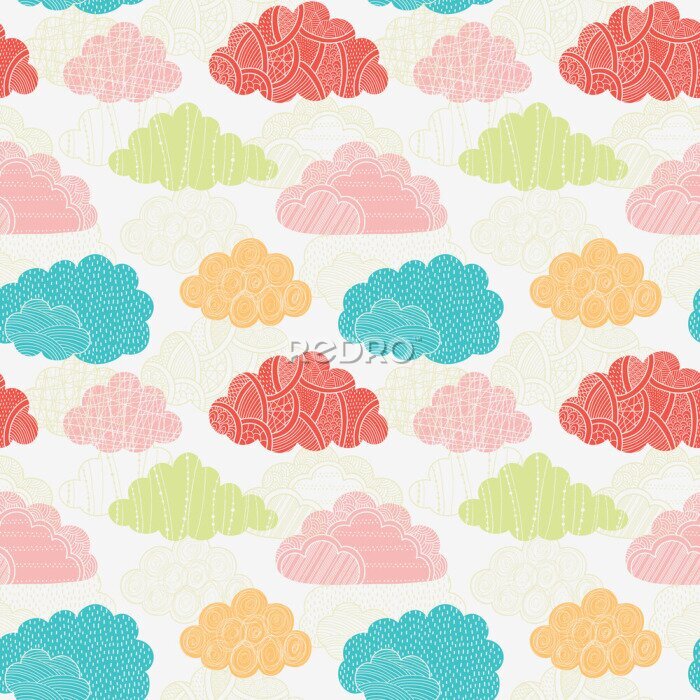 Behang Patroon met kleurrijke abstracte wolken