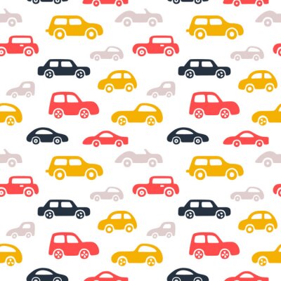 Behang Patroon met kleurrijke auto's