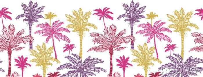 Behang Patroon met kleurrijke palmbomen
