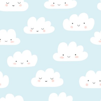Behang Patroon met lachende wolken