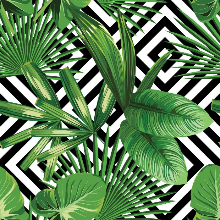 Behang Patroon met natuur en geometrische achtergrond